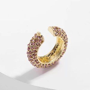 Anthropologie Paved Crystal Ear Cuff Pink